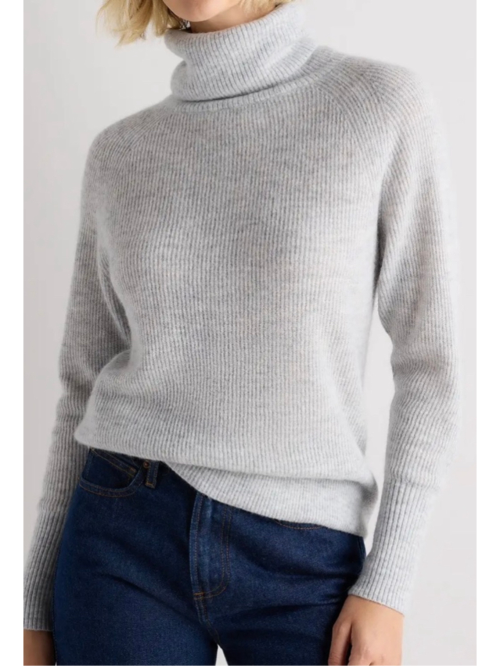 Women's Quince Ribbed Turtleneck Sweater Size S Grey